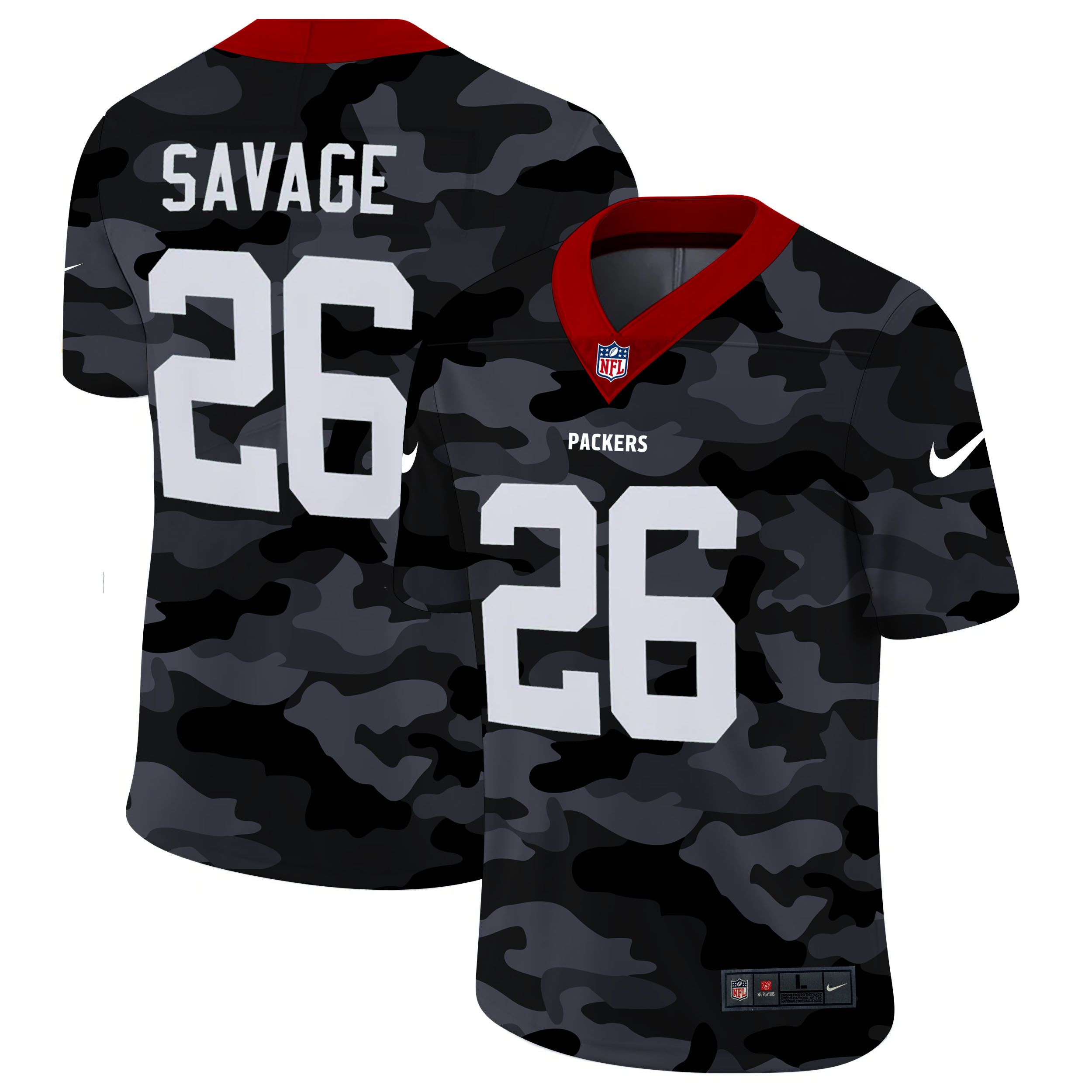 Men Green Bay Packers #26 Savage 2020 Nike Camo Salute to Service Limited NFL Jerseys->cleveland browns->NFL Jersey